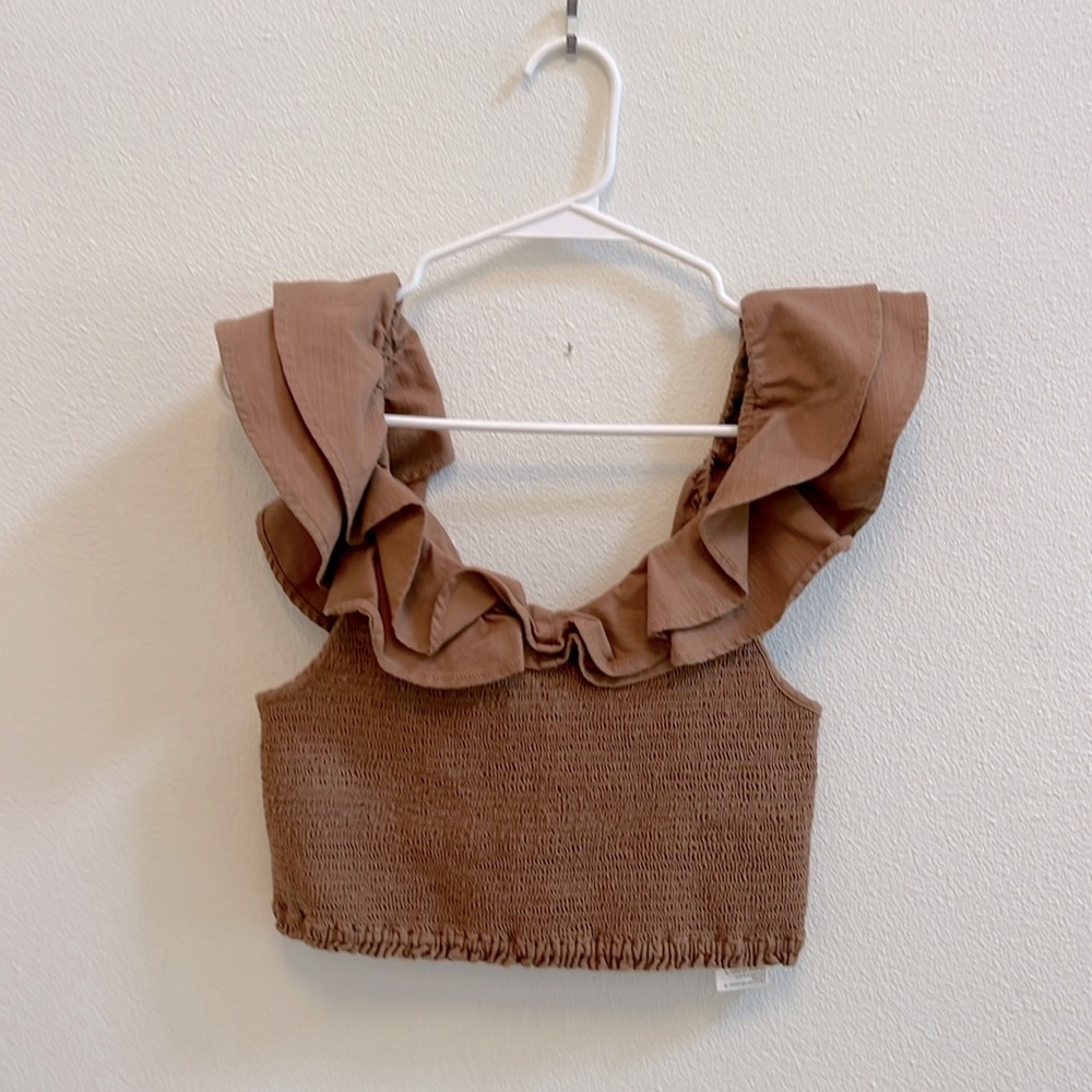 Maeve by Anthropologie cropped tank, light brown, small